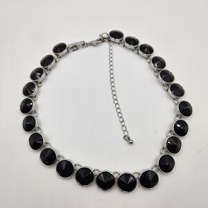 White House Black Market Elegant Black and Silver Choker Necklace